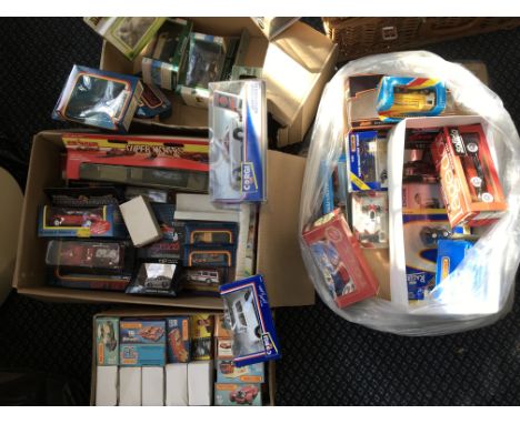 A selection of model vehicles to include Corgi James Bond Aston Martin and Mini, Solido, Matchobox, etc,