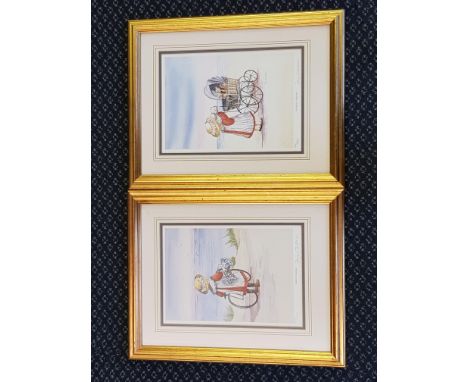 FAYE WHITTAKER. Eight framed, glazed limited edition, signed in pencil to margin prints of children playing by the sea, 40cm 
