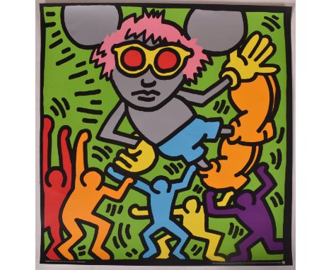 After Keith Haring (USA, 1958-1990) - Andy Mouse 2 - a large vintage Neues Publishing Company exhibition / museum poster. Unf