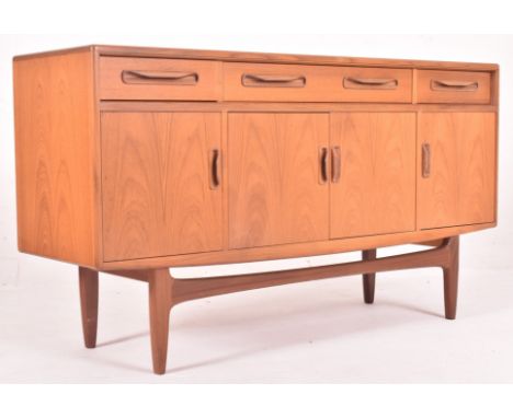 G-Plan - Fresco Range - a retro mid 20th century teak wood buffet sideboard credenza. The sideboard featuring a row of three 