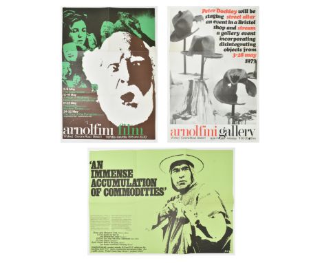 Three vintage 1960s &amp; 1970s advertising posters for the Arnolfini, Bristol, all double sided &amp; each advertising shows