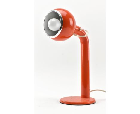 Luci Cinisello, Milano - a vintage mid 20th century 1970s Space Age style orange desk lamp. The lamp with magnetic globe shad