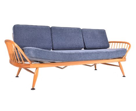 Lucian Ercolani for Ercol - Model 355 Studio Couch - a retro 1970s blonde beech and elm three seat sofa settee / daybed. The 