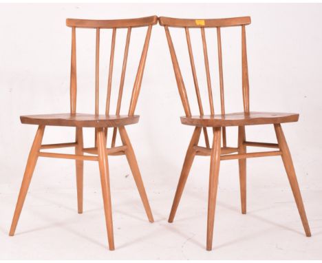 Lucian Ercolani for Ercol - Model 608 All Purpose Chair - a pair of retro mid 20th century beech and elm stick back side / di