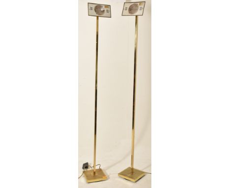 Tagliabue &amp; Portnonaro, Milan - a pair of large retro Italian 20th century brass floor standard lamps. Each lamp having a