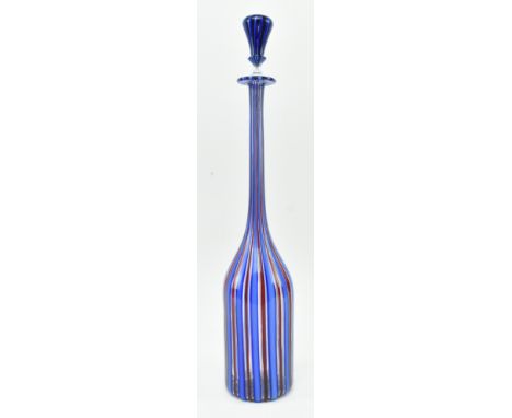 Fratelli Toso - Murano, Venice - an Italian vintage mid 20th century circa 1950s hand blown coloured glass elongated decanter