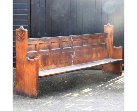 A Victorian light oak pew312w x 53d x 123h cm