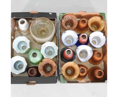 A collection of Art Deco coloured glass light shades