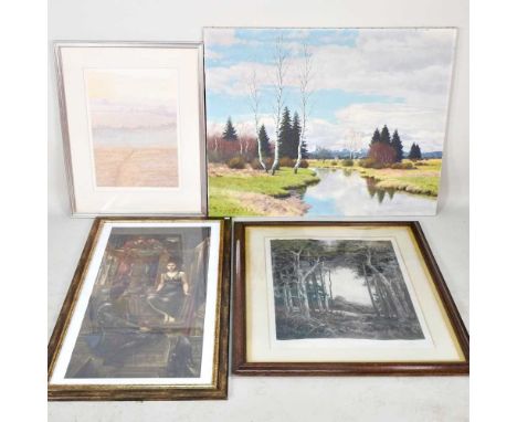 Camille Fonce, 1867-1937, Evening Light, limited edition print, signed in pencil by the artist, 62 x 49cm, together with Mich