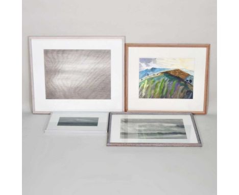 Celia Fairfax, 1928-2024, An October Evening Sky, signed crayon on paper, 37 x 48cm, together with three others by the same h