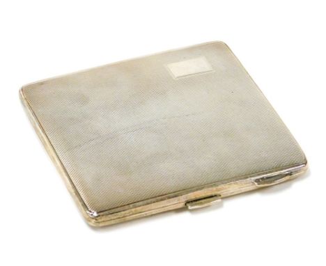 A George VI silver cigarette case, with engine turned decoration and rectangular initialled panel, markers stamp J.Q Ltd, Bir