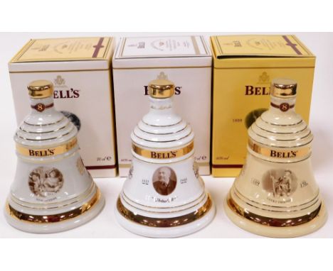 Three Bells Scotch Whisky decanters, comprising of Christmas 2006 decanter, Christmas 2009 decanter and Christmas 2007 decant