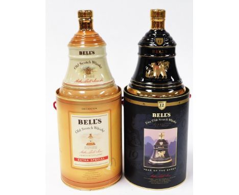 Two Bells Old Scotch Whisky decanters, comprising of Year of The Sheep and Arthur Bell &amp; Sons Perth of Scotland Extra Spe