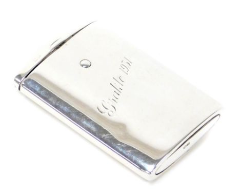A George V silver cigarette case, relating to horse racing, bearing inscription to front but rubbed, Grakle 1931 and inscript