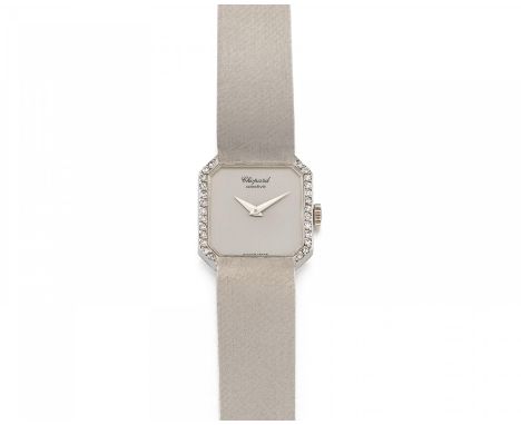 CHOPARDSchmuckuhr. Herkunft: Schweiz, Genf. Datierung: 1986. Werk: Handaufzug, Cal. 846. Gehäuse/Armband: 750/- Weißgold, bes