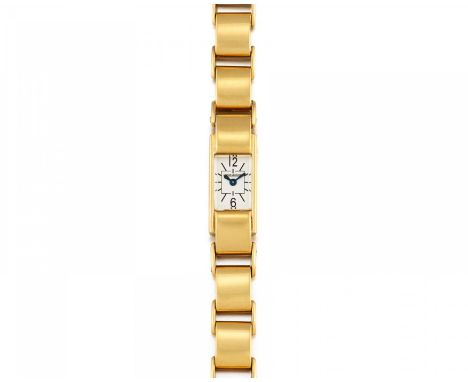 JAEGER LECOULTRESchmuckuhr. Herkunft: Frankreich. Werk: Handaufzug, Cal. 403. Gehäuse/Armband: 750/- Gelbgold, Gliederarmband