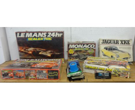 Various Scalextric sets including 'Monaco' and a 'Jaguar' model car kit
