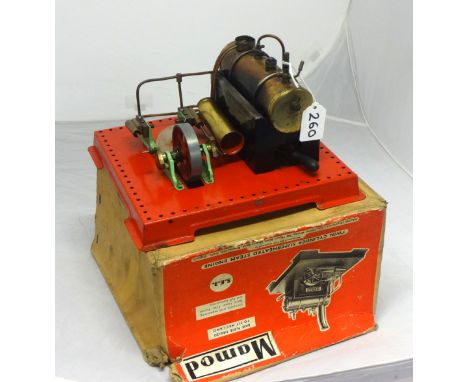A Mamod twin cylinder steam engine with box.
