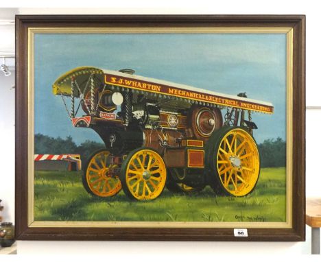 Carol Dewar oil on canvas 'Traction Engine' (S.J. Wharton), signed 44cm x 59cm.