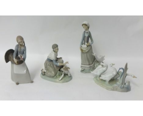 Four Lladro figures (a/f), tallest 30cm.