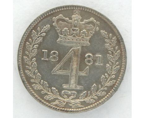 1881 Maundy fourpence of Queen Victoria. P&amp;P Group 1 (£14+VAT for the first lot and £1+VAT for subsequent lots) 