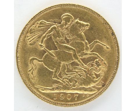 1907 full sovereign of Edward VII. P&amp;P Group 1 (£14+VAT for the first lot and £1+VAT for subsequent lots) 