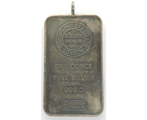 Silver bullion one ounce silver ingot. P&amp;P Group 1 (£14+VAT for the first lot and £1+VAT for subsequent lots) 