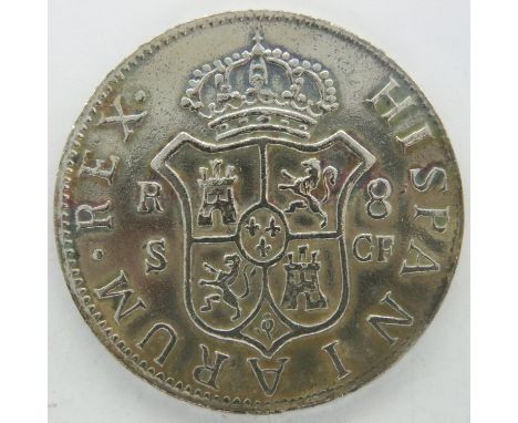 Restrike 1776 silver Spanish eight reales. P&amp;P Group 1 (£14+VAT for the first lot and £1+VAT for subsequent lots) 