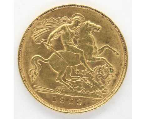 1909 half sovereign of Edward VII. P&amp;P Group 1 (£14+VAT for the first lot and £1+VAT for subsequent lots) 