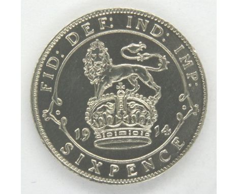 1914 silver sixpence of George V, EF grade. P&amp;P Group 1 (£14+VAT for the first lot and £1+VAT for subsequent lots) 