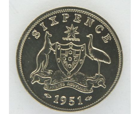 1951 Colonial Australian silver sixpence. P&amp;P Group 1 (£14+VAT for the first lot and £1+VAT for subsequent lots) 