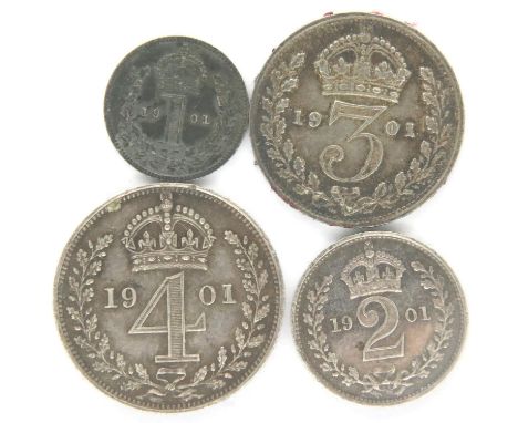 1901 Maundy full set of Queen Victoria with bespoke fitted presentation box, 1d, 2d, 3d and 4d. P&amp;P Group 1 (£14+VAT for 