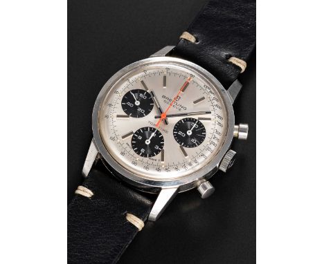 A GENTLEMAN'S STAINLESS STEEL BREITLING TOP TIME CHRONOGRAPH WRIST WATCHCIRCA 1969, REF. 810 WITH "PANDA" DIALMovement: 17J, 