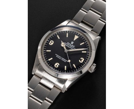 A GENTLEMAN'S STAINLESS STEEL ROLEX OYSTER PERPETUAL EXPLORER BRACELET WATCHCIRCA 1984, REF. 1016 WITH MATT DIALMovement: 26J