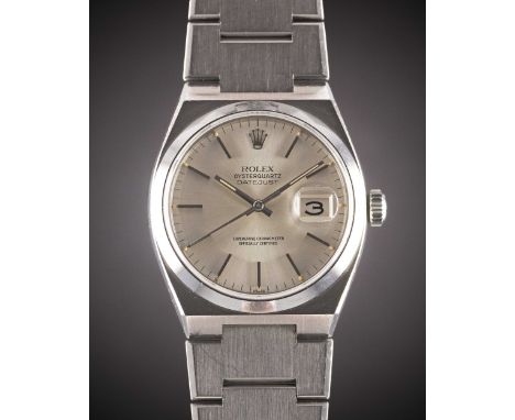 A GENTLEMAN'S STAINLESS STEEL ROLEX OYSTERQUARTZ DATEJUST BRACELET WATCHCIRCA 1979, REF. 17000 WITH SILVER DIALMovement: 11J,