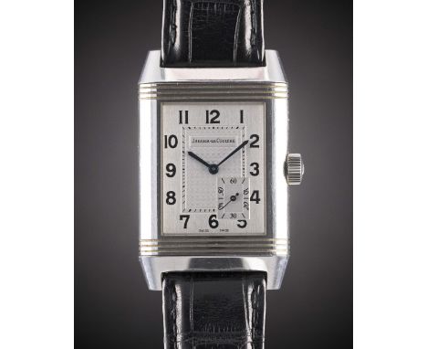 A GENTLEMAN'S STAINLESS STEEL JAEGER LECOULTRE GRANDE REVERSO 8 DAYS POWER RESERVE WRIST WATCHDATED 2004, REF. 240.8.14 WITH 