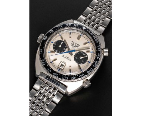 A RARE GENTLEMAN'S STAINLESS STEEL HEUER AUTAVIA "JO SIFFERT" AUTOMATIC CHRONOGRAPH BRACELET WATCHCIRCA 1969, REF. 1163T "FLA