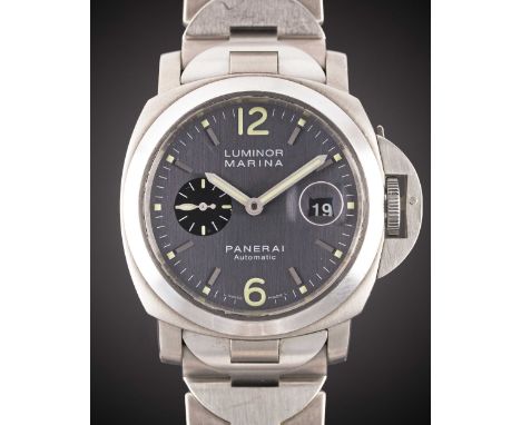 A GENTLEMAN'S TITANIUM & STAINLESS STEEL PANERAI LUMINOR MARINA BRACELET WATCHDATED 2003, REF. PAM0091 E SERIES LIMITED T0 20