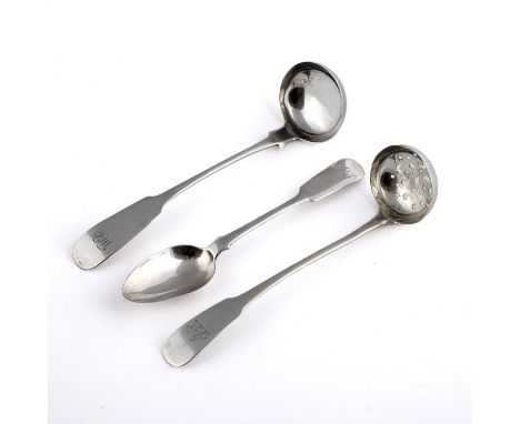 initialled "WCC", by Alexander Cameron of Dundee (AC, pot of lilies, thistle, C) c.1825, a Fiddle teaspoon, initialled "CS" a