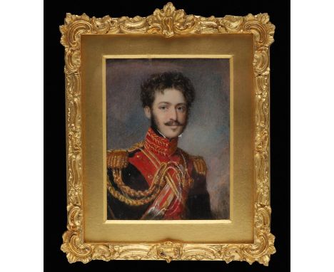 Miniature portrait of an officer wearing the uniform of the 12th Prince of Wales’s Royal Lancers, half length on ivory, 9.25c