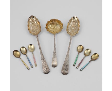 with varying colours of enamel decoration, in original fitted case, by Turner & Simpson Ltd, Birmingham 1972, together with t