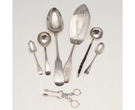 a George III North Country provincial Fiddle Pattern serving spoon, initialled, by Thomas Watson, Newcastle 1812, together wi
