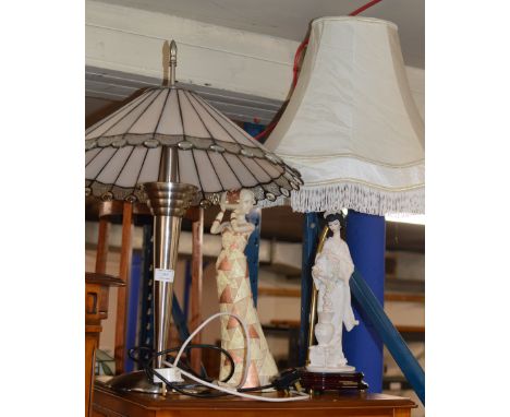 DECORATIVE 2 POINT LAMP WITH SHADE, FIGURINE TABLE LAMP &amp; FIGURINE ORNAMENT     