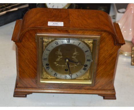 WALNUT CASED CHIMING MANTLE CLOCK     