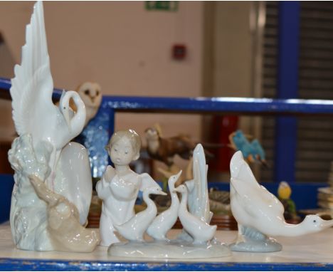 LLADRO CHERUB FIGURINE &amp; 3 VARIOUS NAO ORNAMENTS     
