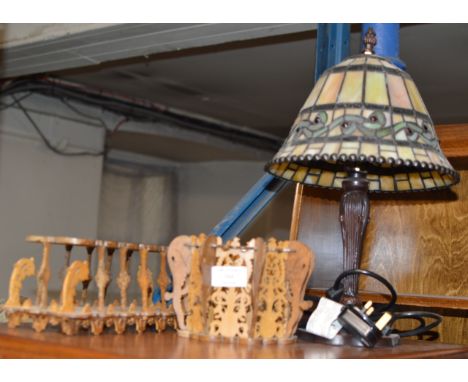 DECORATIVE LAMP &amp; 2 WOODEN DISPLAYS     