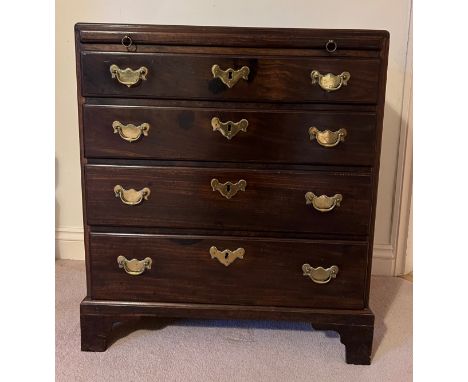 An 18thC red walnut bachelor chest with brushing slide and caddy top. 67cm w x 39cm d x 76cm h 
