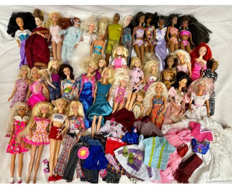 A large collection of dolls to include 21 x Mattel, 4 x Hasbro etc with clothing items, some marked Barbie, Sindy, Pony Parad