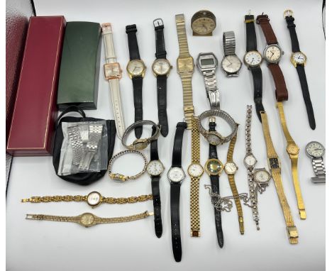 A large quantity of ladies &amp; gentleman's wristwatches and others to include Sekonda, Loris, Timex, Laneo, Corvette, Citro