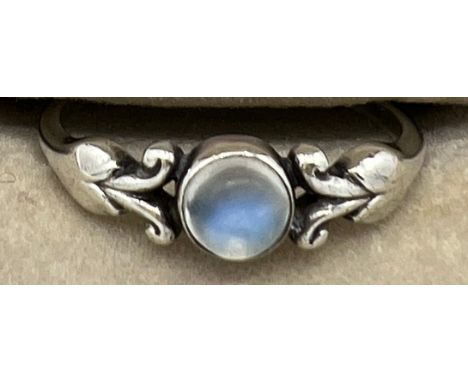 A Georg Jensen silver ring set with moonstone. No. 55 Size M. 